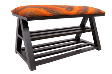handmade Traditional Shoe Rack Rust Purple Hand-made RECTANGLE Vegetable dyed wool and wood  36'' x 17'' x 21''